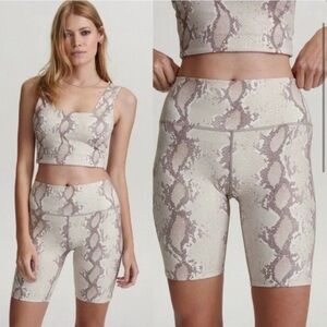 Varley snake print bike shorts
